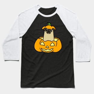 Jack O' Lantern Pug Baseball T-Shirt